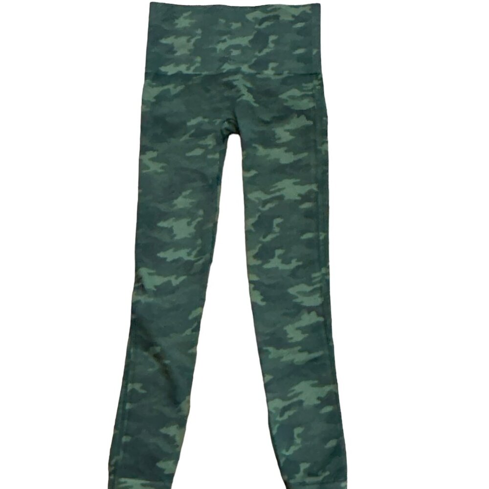 SPANX Look At Me Now Seamless Green Camo Leggings #FL3515 Size Small